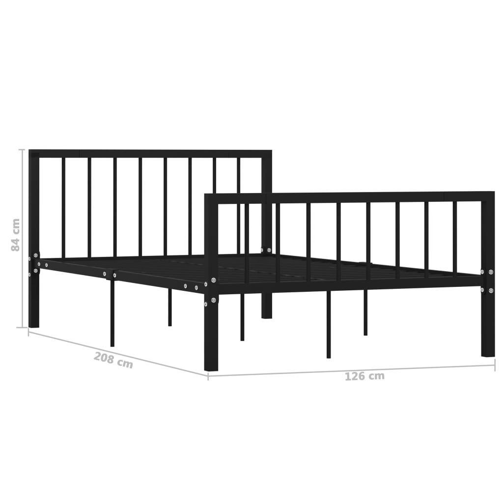 284570 vidaXL Bed Frame without Mattress Black Metal 120x200 cm